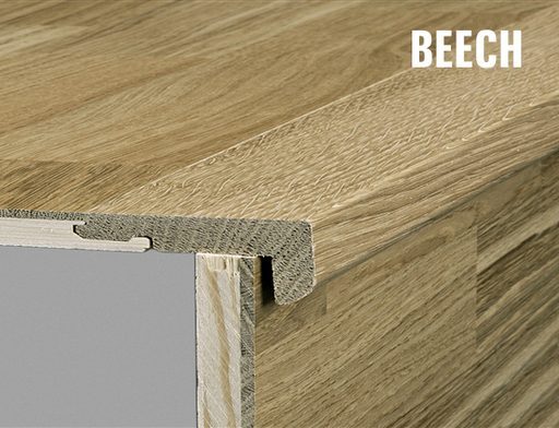 Kahrs Beech Solid Stair Nosing for 15mm Woodloc, Satin Lacquered 35x60x1200mm
