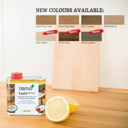 Osmo Top Oil, Wooden Worktop Oil, Acacia Matt Finish, 0.5L Image 2