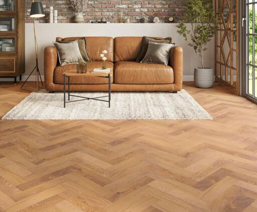 Stonewort Herringbone Engineered Oak Flooring, Smoked, Brushed, UV Lacquered, 90x15x400mm Image 2